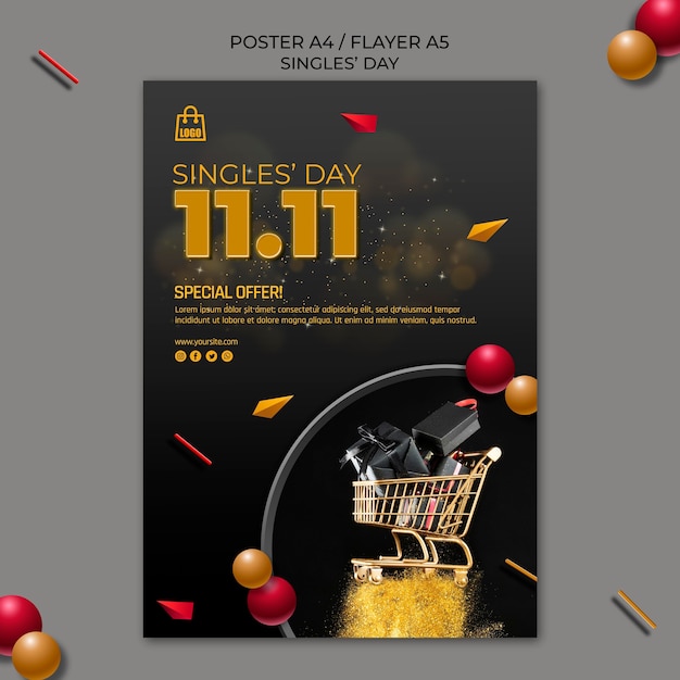 Singles day flyer template