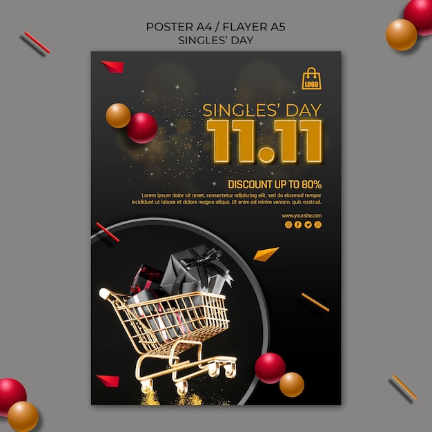 Singles day poster template