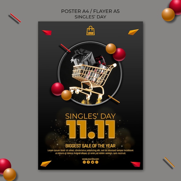 Free PSD singles day poster template