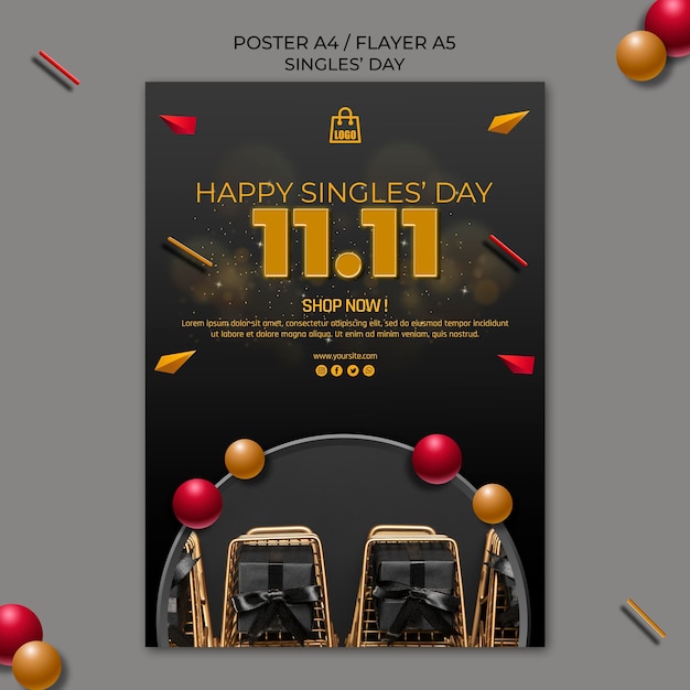 Free PSD singles day poster template