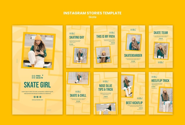 Free PSD skate concept instagram stories template