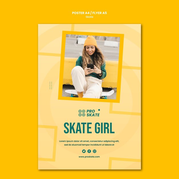 PSD gratuito modello di poster di concetto di skate