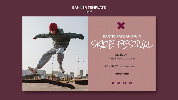 Free PSD skate festival banner template