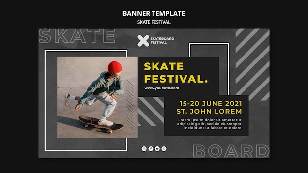 Free PSD skate festival banner template