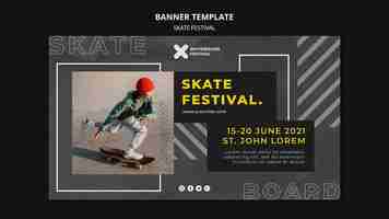 PSD gratuito modello di banner festival skate ska