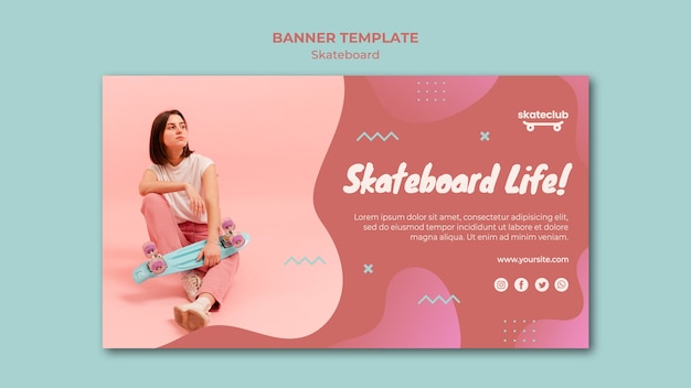 PSD gratuito modello di banner di skateboard