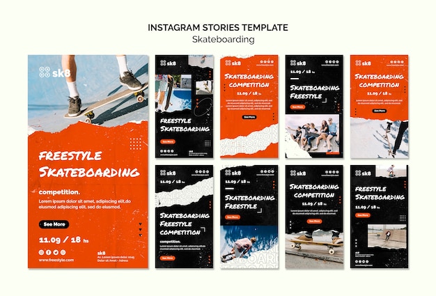 スケートボードのコンセプトInstagramストーリーテンプレート