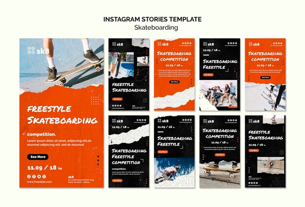 スケートボードのコンセプトInstagramストーリーテンプレート