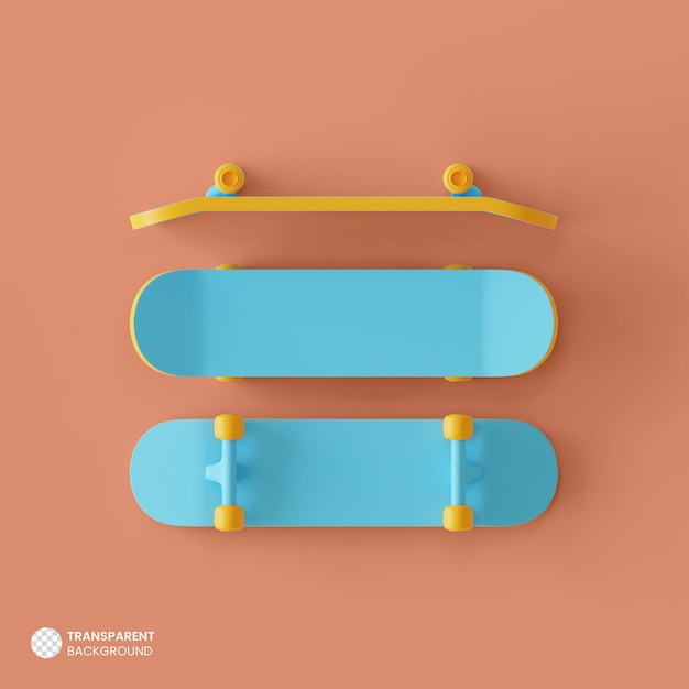 PSD gratuito icona di skateboard illustrazione di rendering 3d isolato