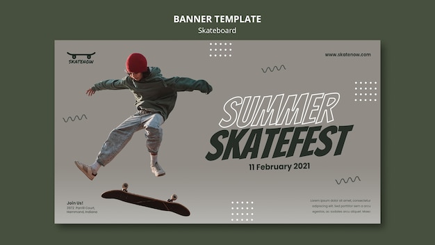 PSD gratuito modello di banner lezione di skateboard