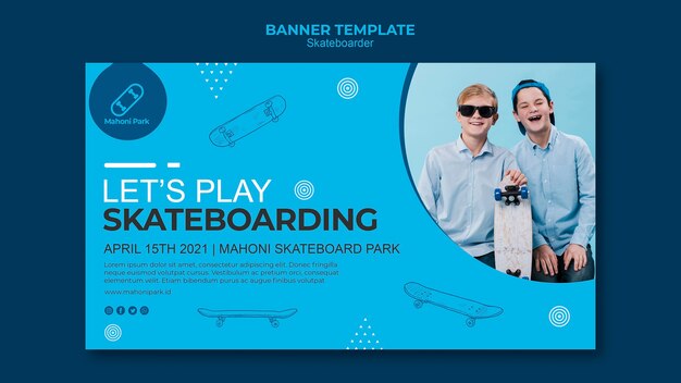 PSD gratuito tema del modello di banner di skateboarder