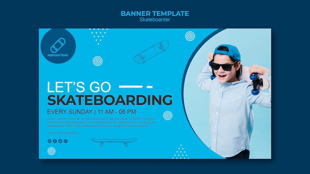 Skateboarder banner template