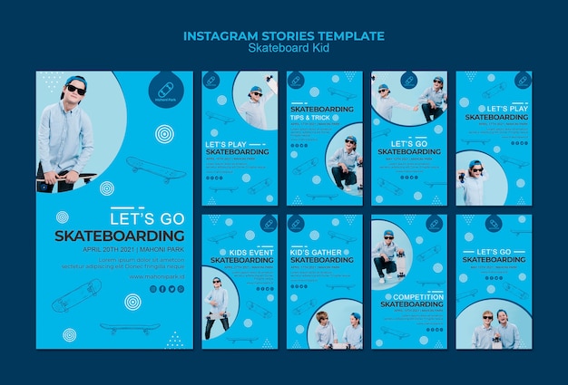 無料PSD スケートボーダーのinstagramストーリーテンプレート