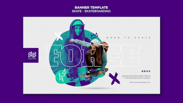 Free PSD skateboarding banner template