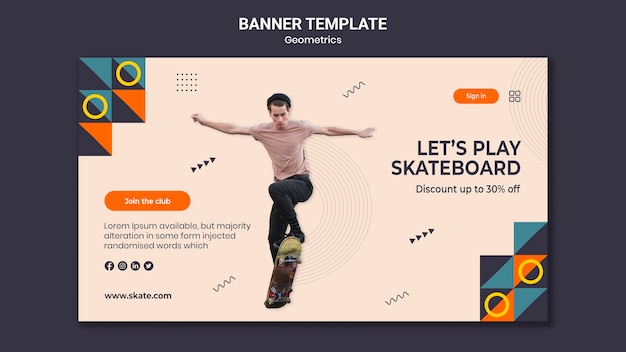 PSD gratuito modello di banner per lo skateboard