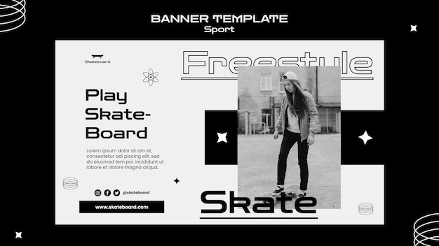 PSD gratuito modello di banner per lo skateboard