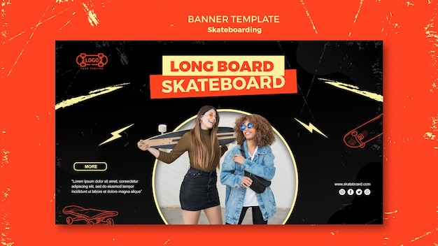 Modello di banner concetto di skateboard