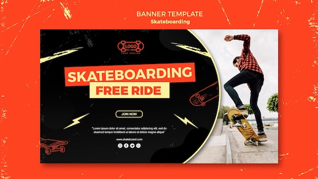 Skateboarding concept banner template