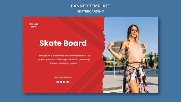 Skateboarding concept banner template