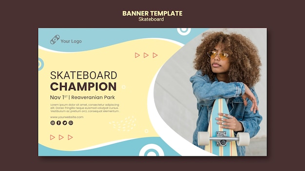 Free PSD skateboarding concept banner template