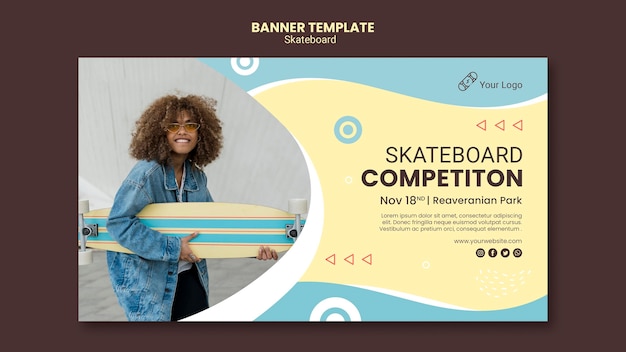 Modello di banner concetto di skateboard