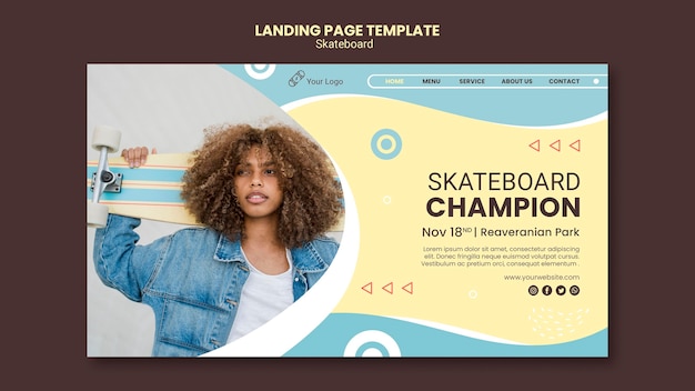 Skateboarding concept landing page template