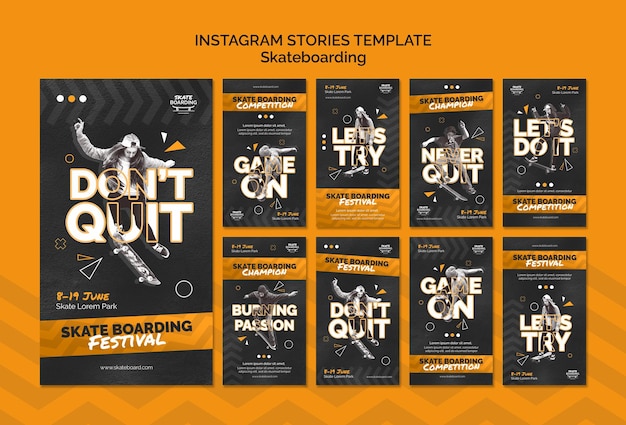 Free PSD skateboarding instagram stories template with photo