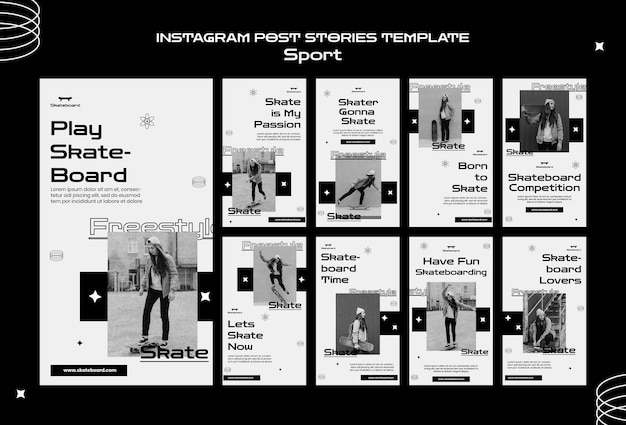 Free PSD skateboarding instagram stories template