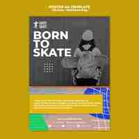 PSD gratuito modello di poster a4 stile di vita skateboard