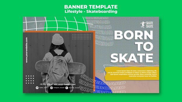 Free PSD skateboarding lifestyle banner template