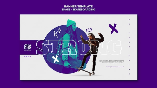 Free PSD skateboarding lifestyle horizontal banner