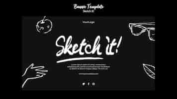 Free PSD sketch concept banner template