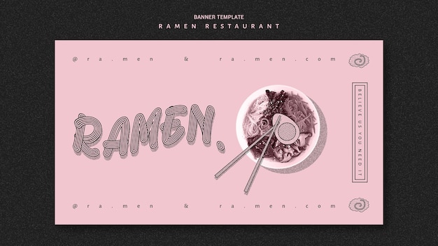 Free PSD sketch of ramen restaurant banner template