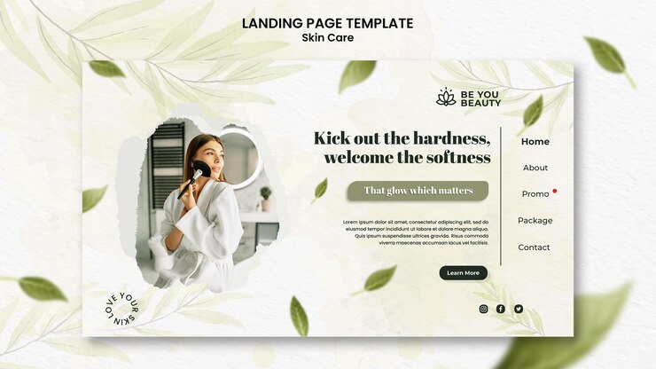 Free PSD skin care landing page template