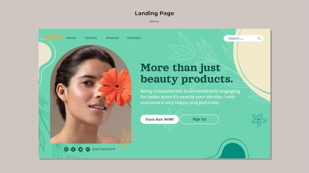 Free PSD skin care product landing page template