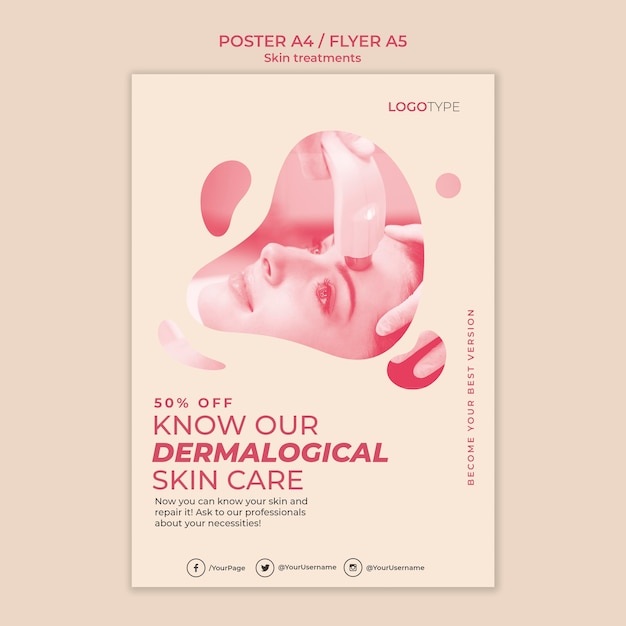 Free PSD skin treatment concept flyer template