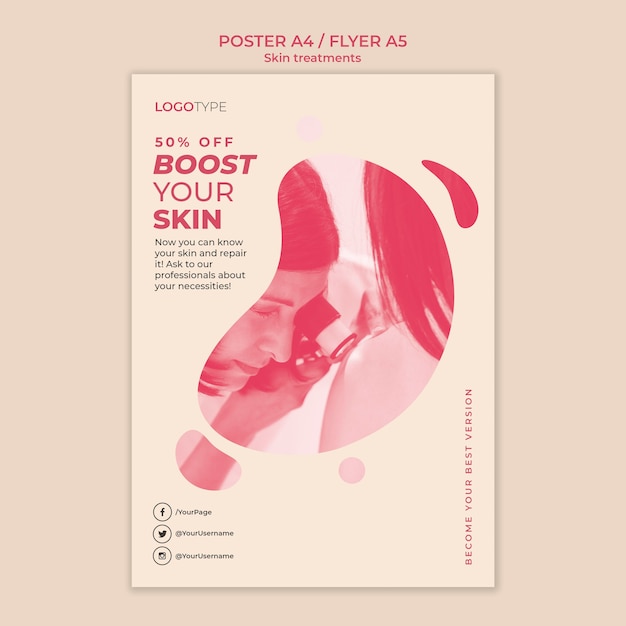 Free PSD skin treatment concept poster template