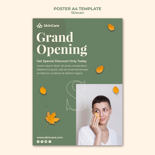 Skincare poster template with photo