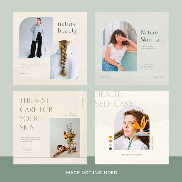 Skincare products instagram post set premium psd