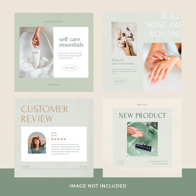 Free PSD skincare products instagram post set premium psd