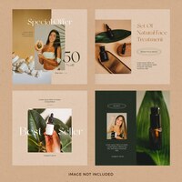 Set di post instagram di prodotti per la cura della pelle