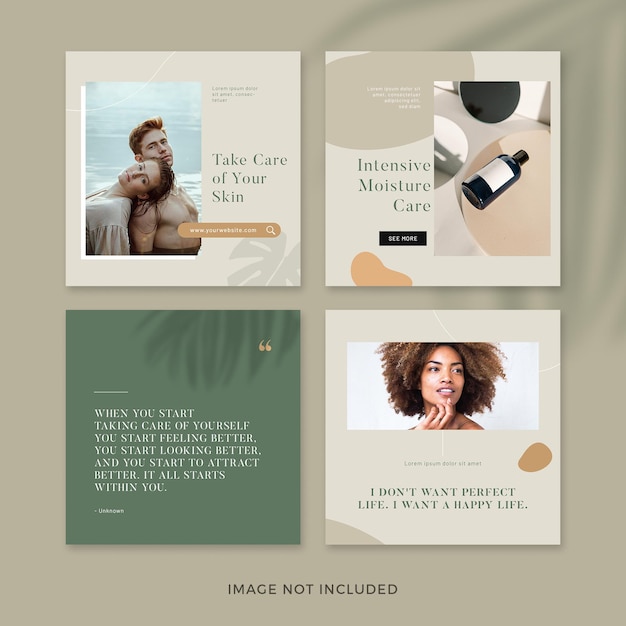 Free PSD skincare products instagram post set