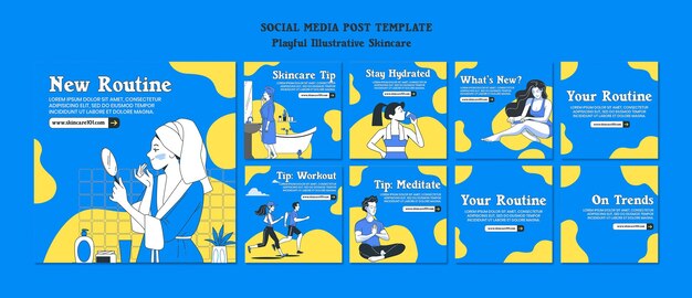 Skincare routine social media post template