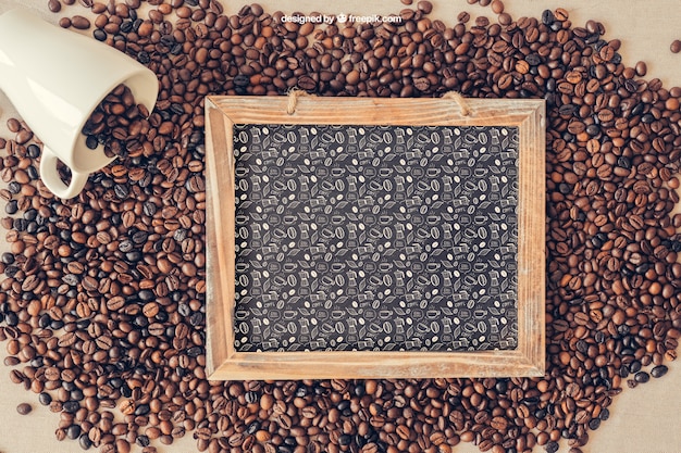 Free PSD slate on coffee beans