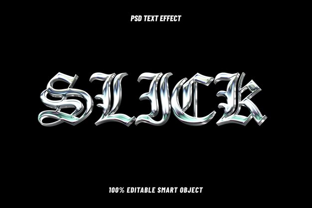 Slick Editable Chrome and Silver Text Style