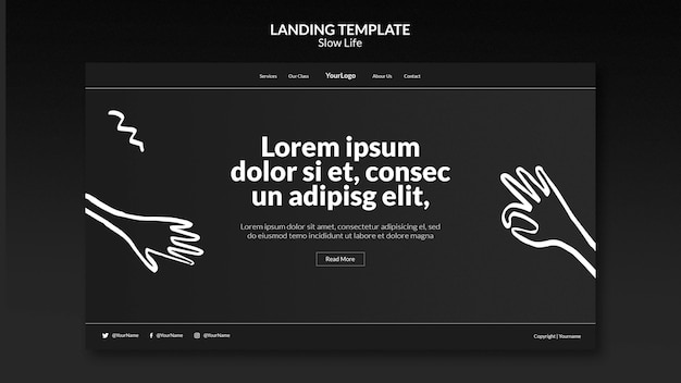 Free PSD slow life landing page