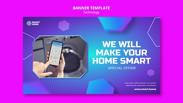 Free PSD smart home horizontal banner template