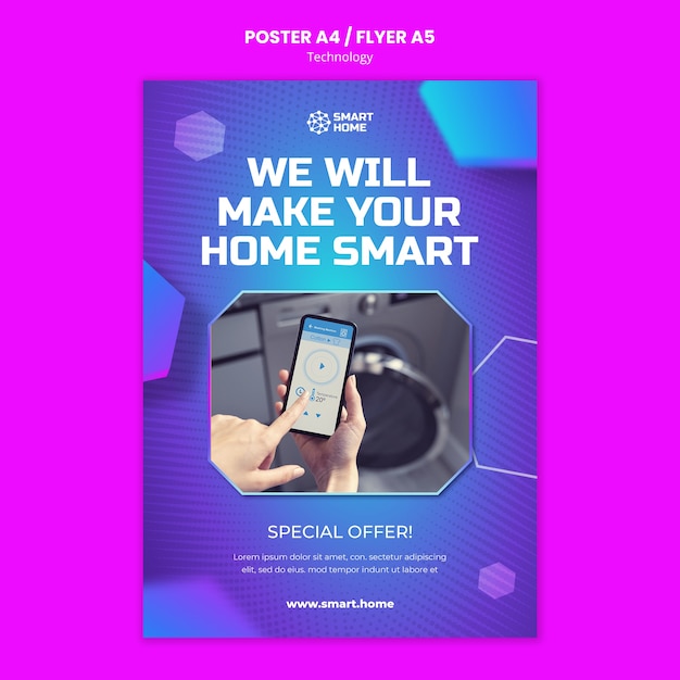 Free PSD smart home poster template