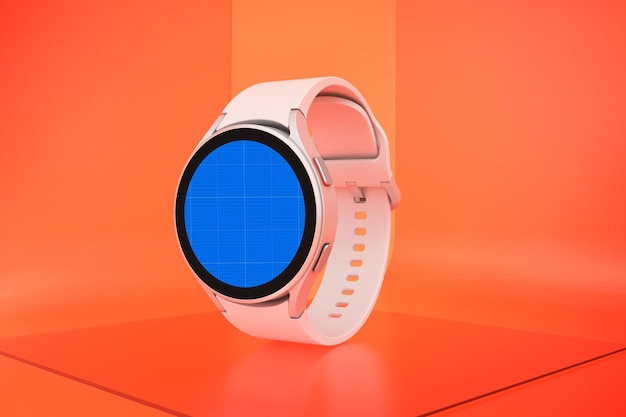 Free PSD smart watch classic on glass mockup