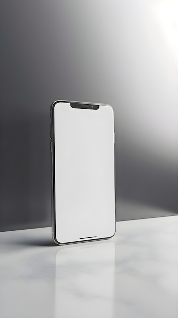 Smartphone mockup with blank screen on gray background 3d render